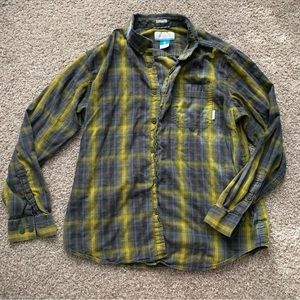 Columbia Mens Blue Yellow Long sleeve Plaid Flannel